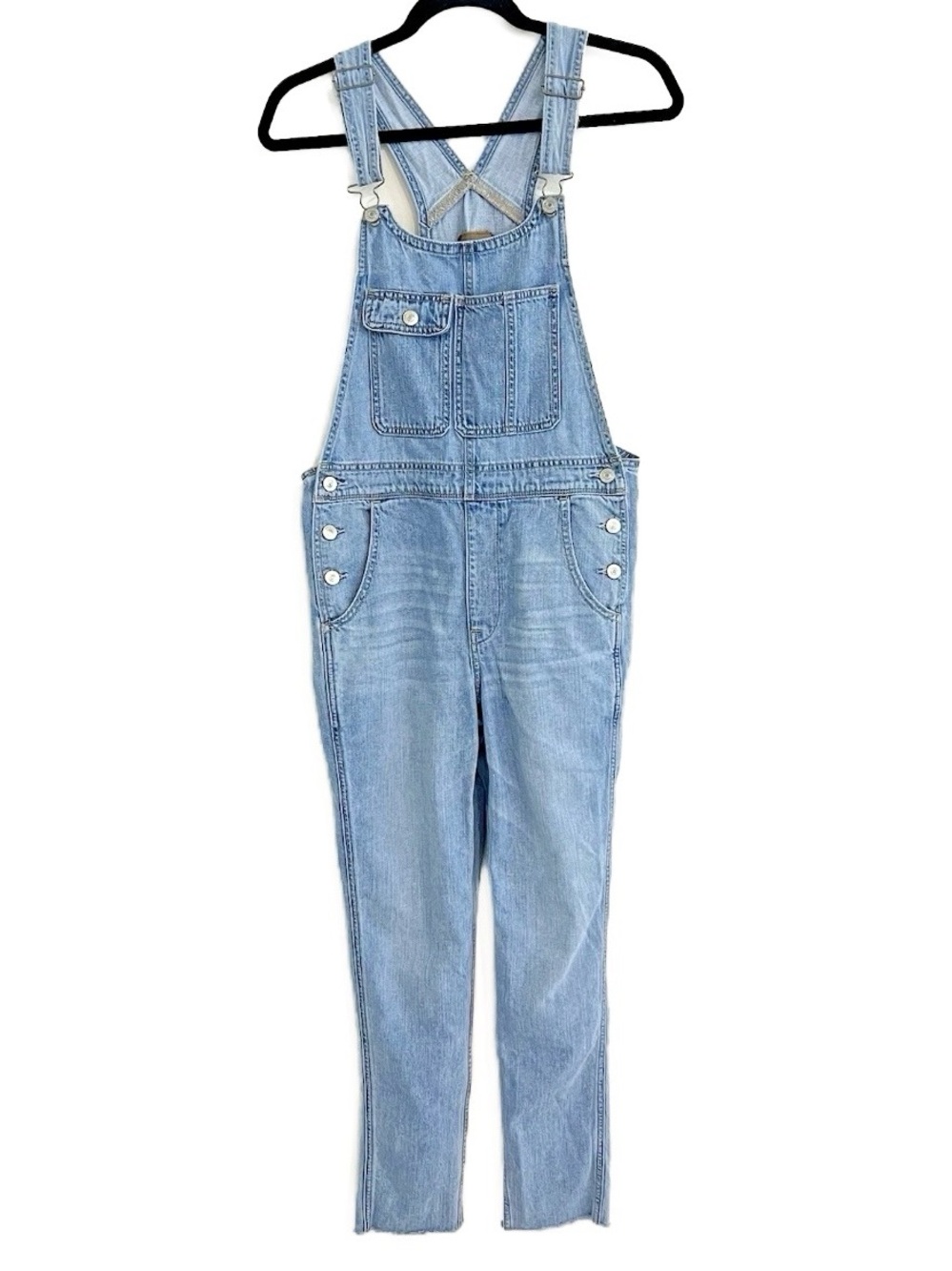 American Eagle 90s Boyfriend Denim Y2K Overalls Utility Raw Hem Size XS Classic